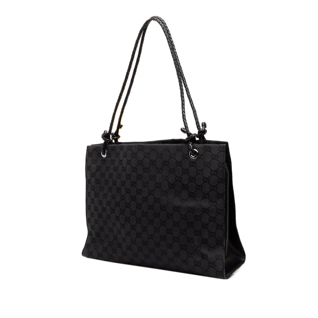 Gucci GG Canvas Tote Black Canvas Good - Back View