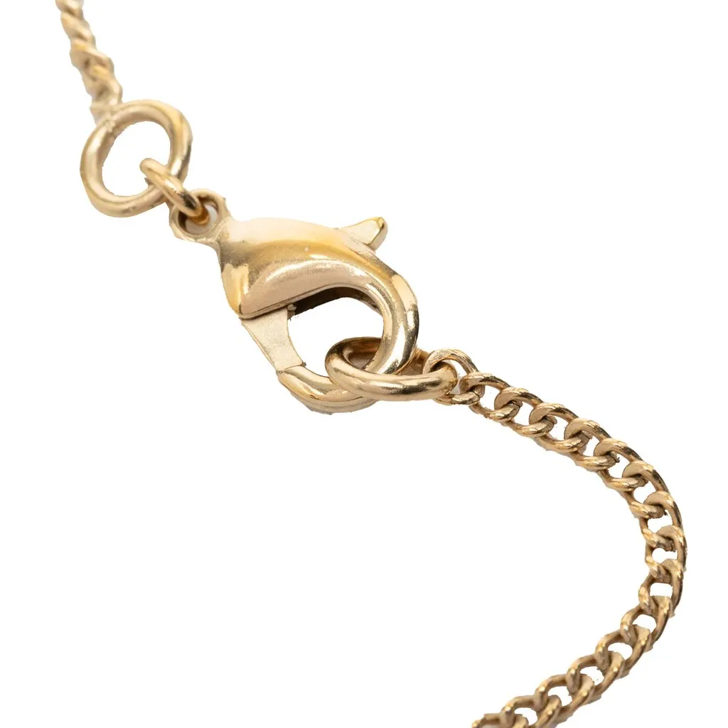 Chanel CC Gold Plated Enamel Camellia Pendant Necklace Black Very good - Model View