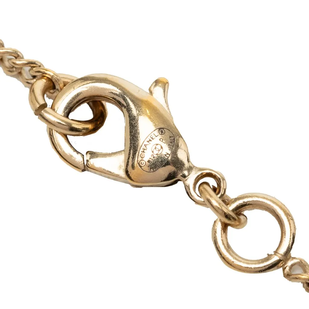 Chanel CC Gold Plated Enamel Camellia Pendant Necklace Black Very good - Box View