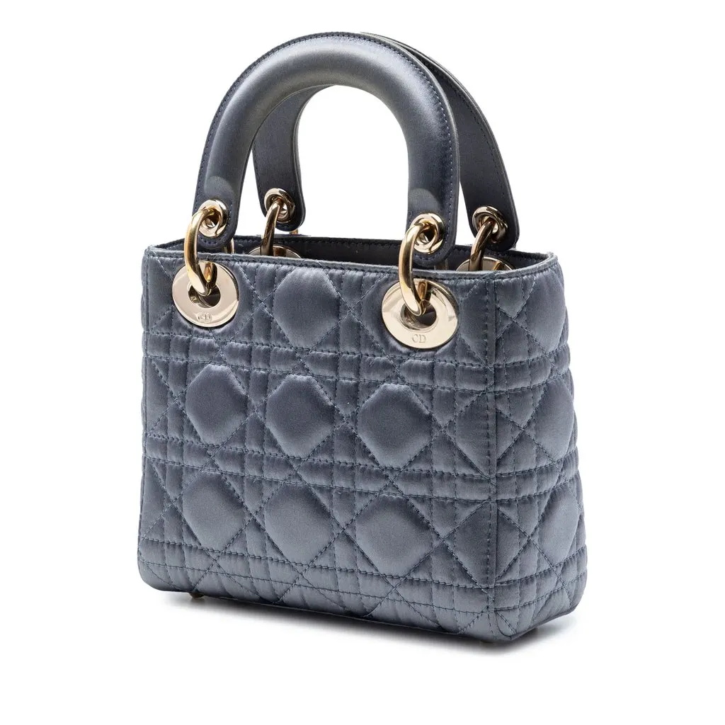 Dior Mini Satin Cannage Swarovski Crystal Lady Dior Green Very good - Back View