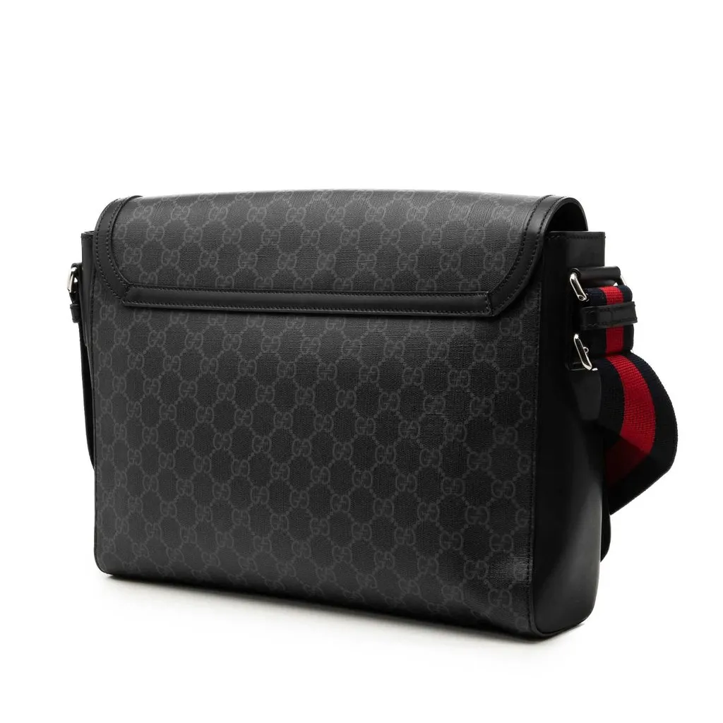 Gucci GG Supreme Web Night Courrier Crossbody Black Very good - Back View