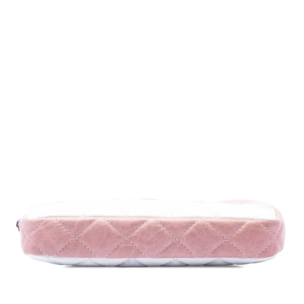 Chanel Ombre Calfskin Double Zip Clutch On Chain Pink Leather Very good - Inside View