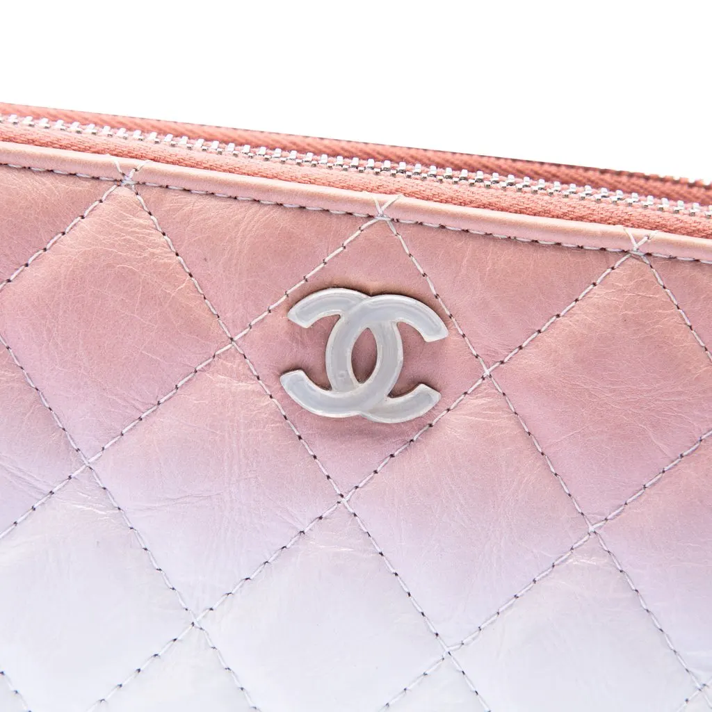 Chanel Ombre Calfskin Double Zip Clutch On Chain Pink Leather Very good - Box View