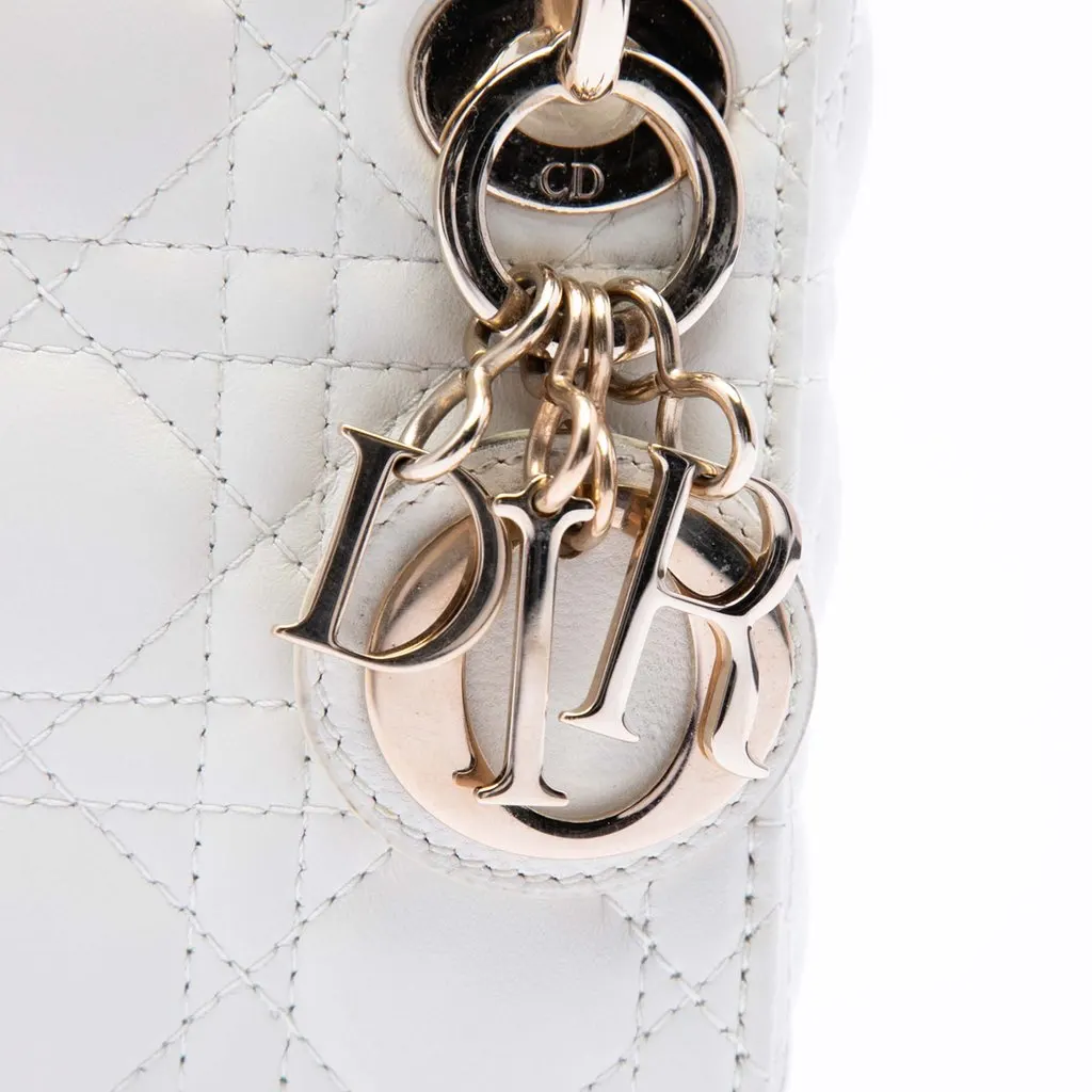 Dior Micro Lambskin Cannage Lady Dior White Leather Very good - Box View