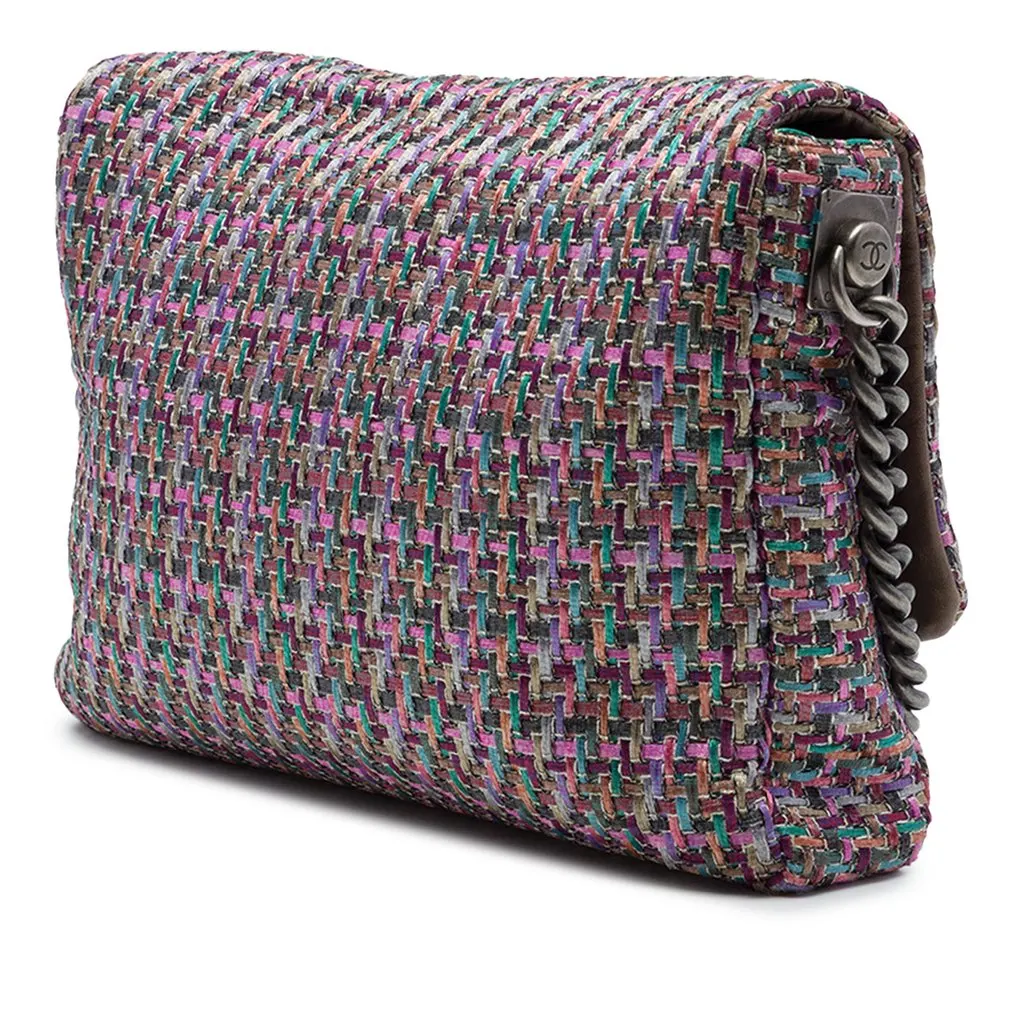 Chanel CC Multicolor Tweed Flap Purple Tweed Very good - Back View