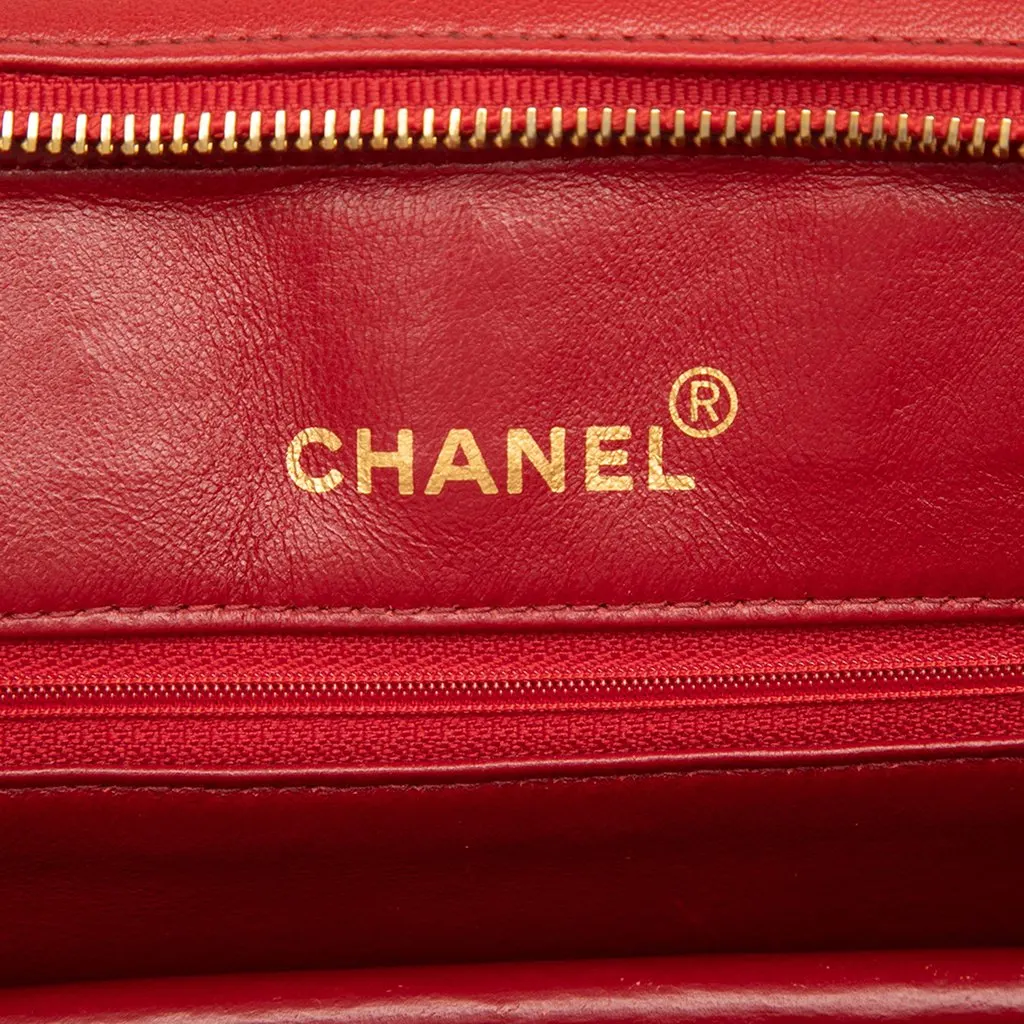 Chanel CC Chevron Lambskin Shoulder Bag Red Leather Very good - Box View
