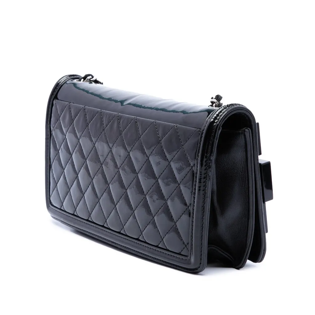 Chanel Patent and Acrylic Crystal Embellished Boy Brick Horizontal Flap Black Leather Very good - Back View