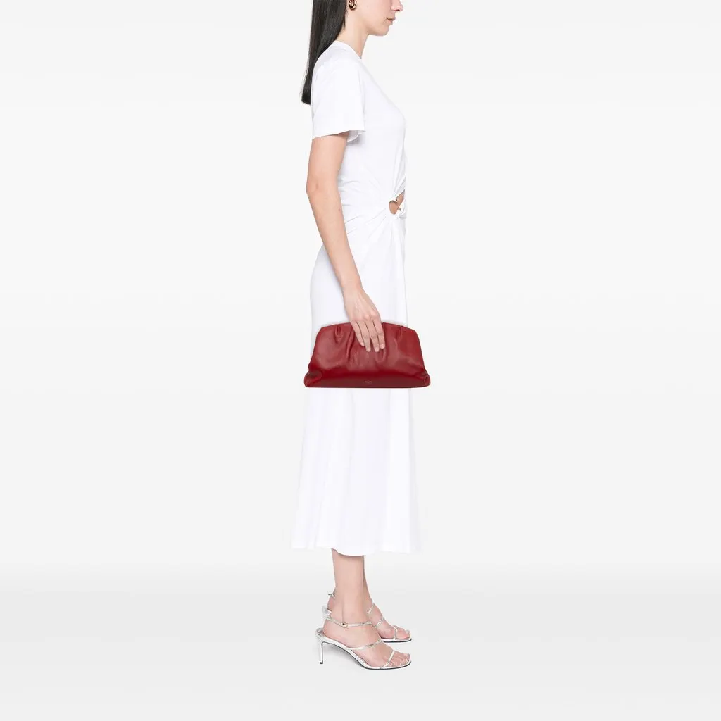 Celine Pleated Calfskin French Lock Clutch Red Leather Good - Box View
