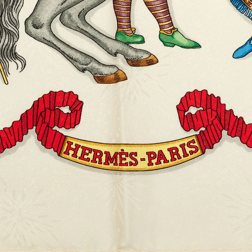 Hermès Les Fetes du Roi Soleil Silk Scarf 90 White Silk Very good - Inside View