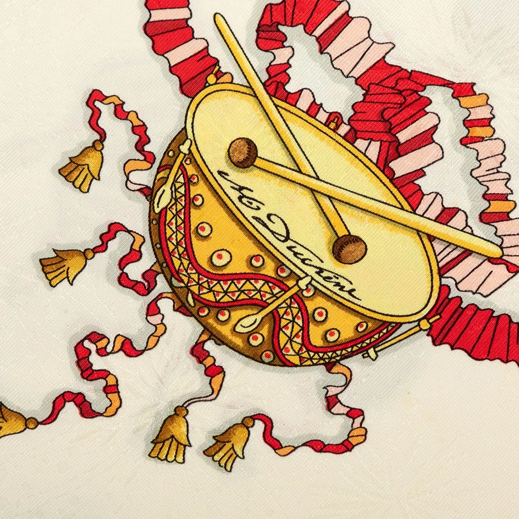Hermès Les Fetes du Roi Soleil Silk Scarf 90 White Silk Very good - Box View