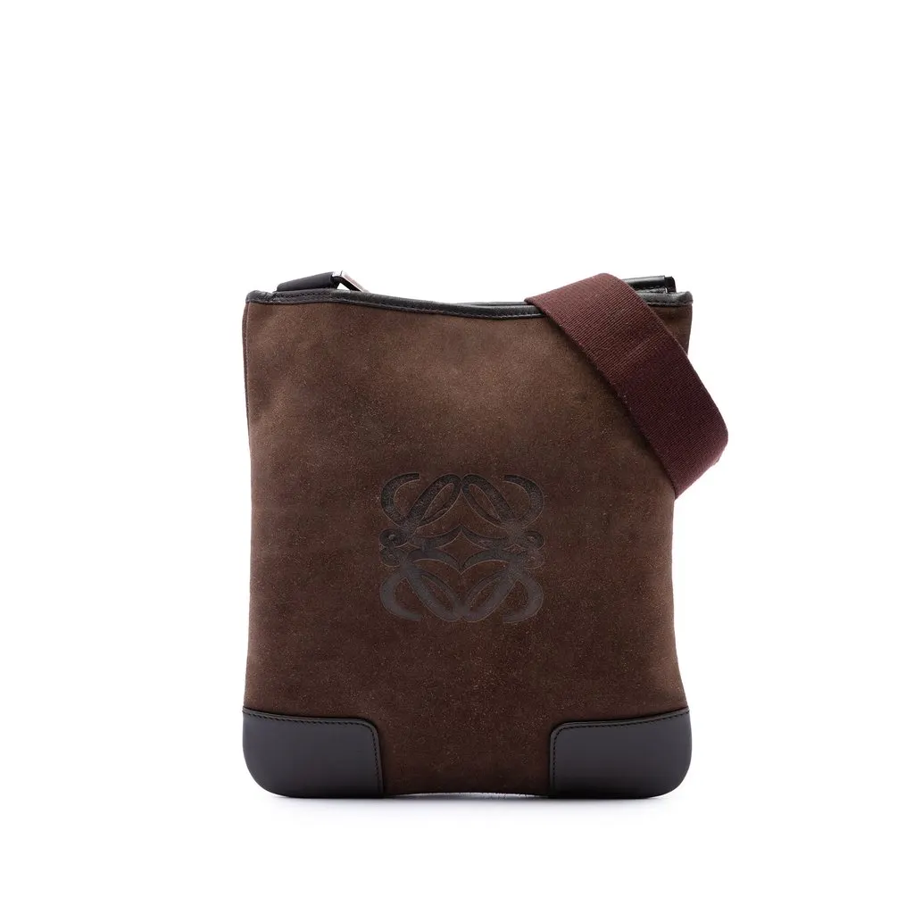 Loewe Suede Anagram Crossbody Brown Leather Very good - Front View