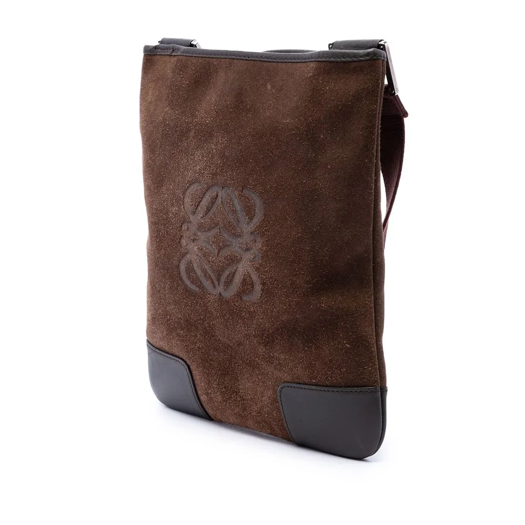 Loewe Suede Anagram Crossbody Brown Leather Very good - Back View