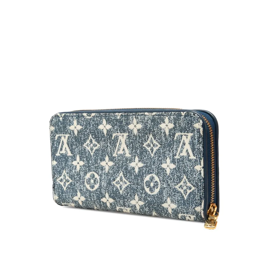 Louis Vuitton Monogram Denim Zippy Long Wallet Blue Denim Good - Back View