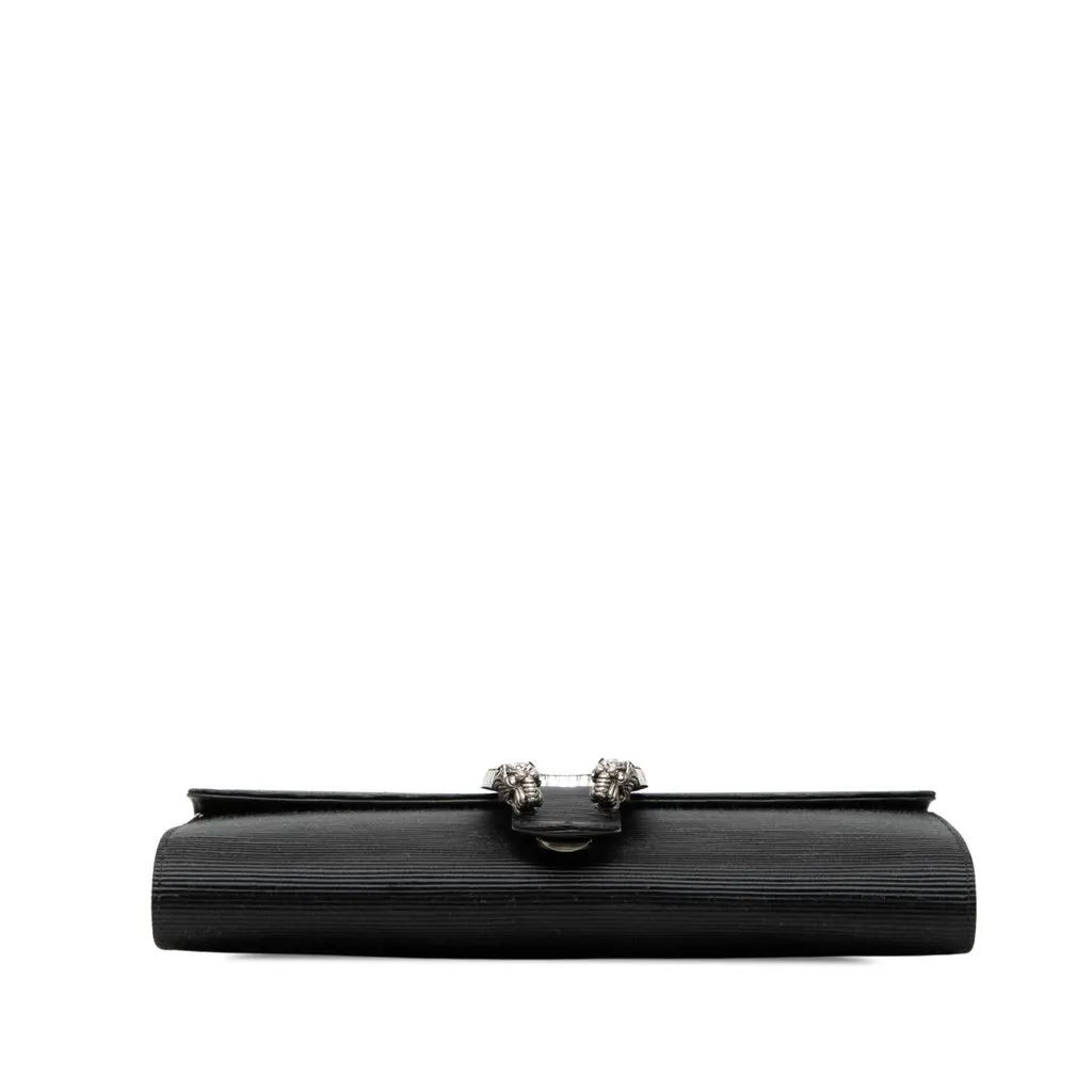 Gucci Ribbed Satin Crystal Dionysus Clutch on Chain Black Satin Very good - Inside View
