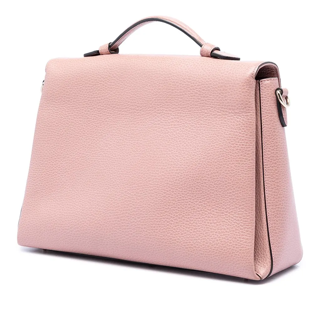 Gucci Medium Dollar Calfskin Interlocking G Satchel Pink Leather Very good - Back View