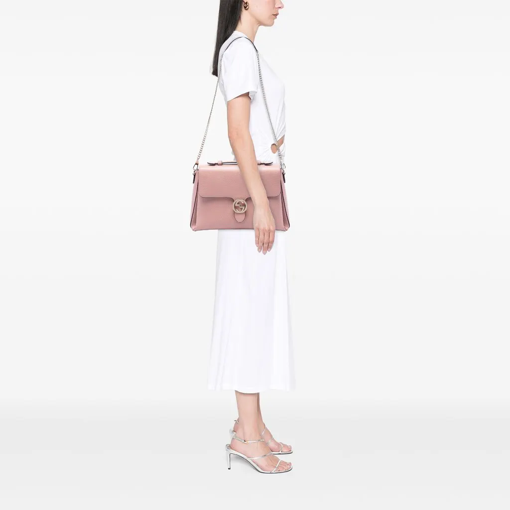 Gucci Medium Dollar Calfskin Interlocking G Satchel Pink Leather Very good - Box View