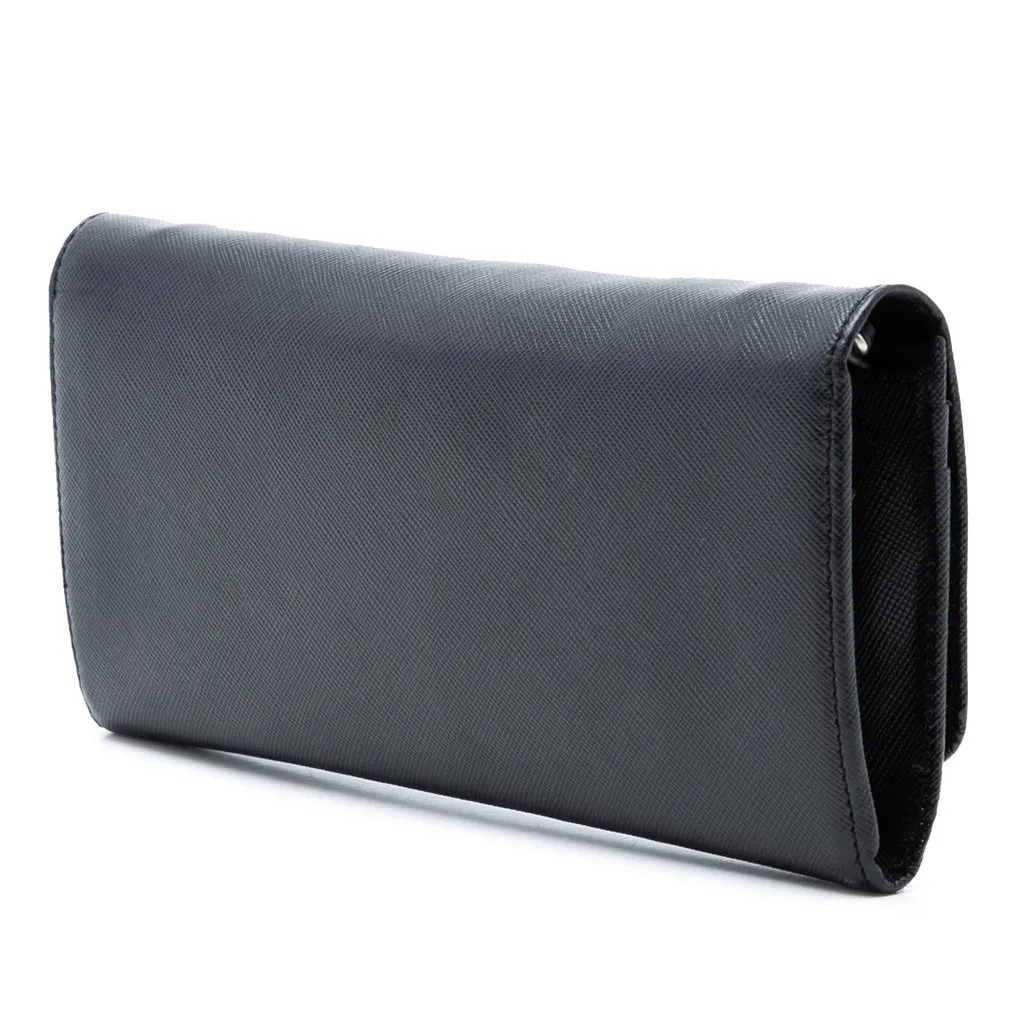 Prada Saffiano Wallet On Chain Black Leather Very good - Back View