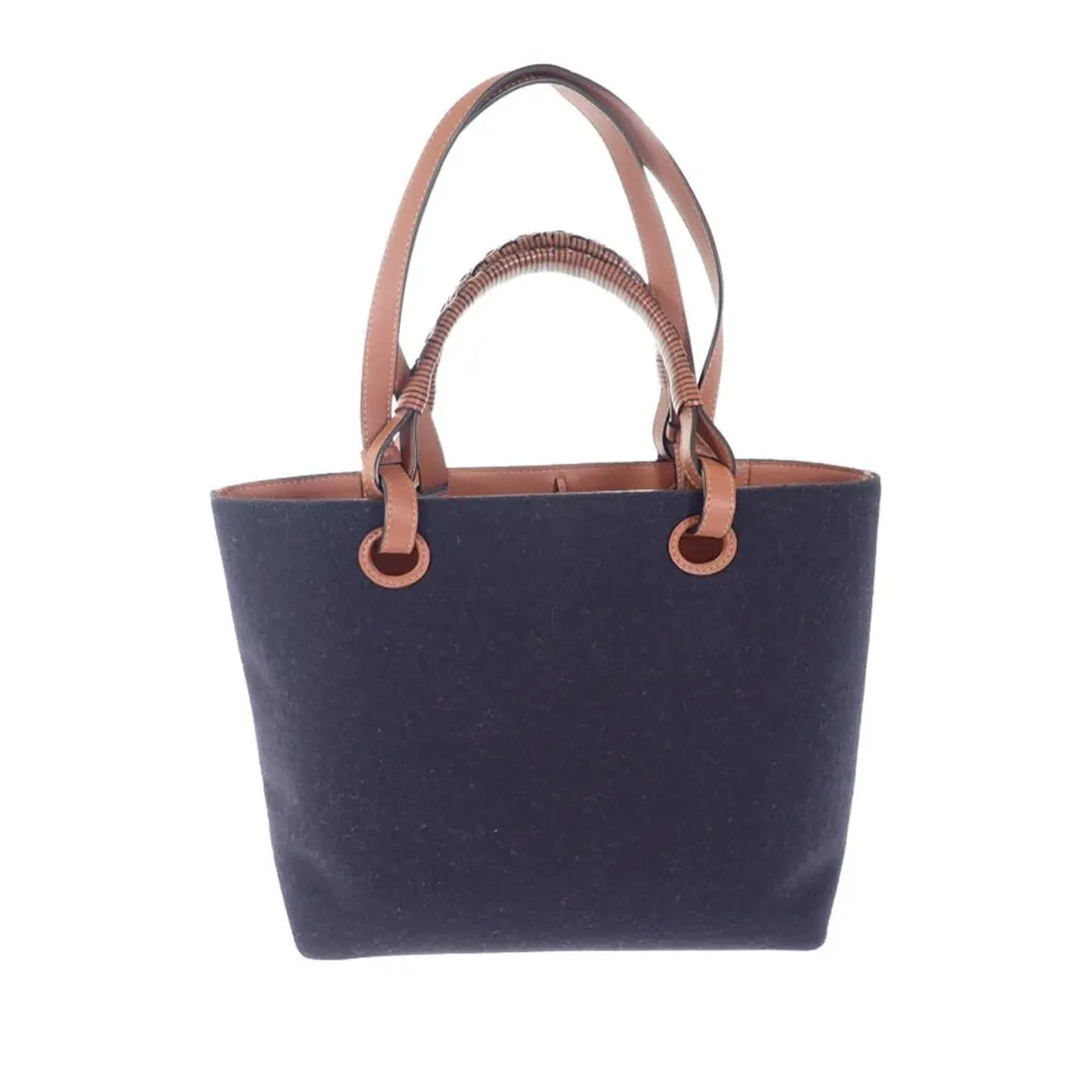 Loewe Small Love Anagram Wool Tote Blue Wool Good - Front View