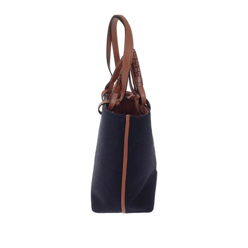 Loewe Small Love Anagram Wool Tote Blue Wool Good - Inside View