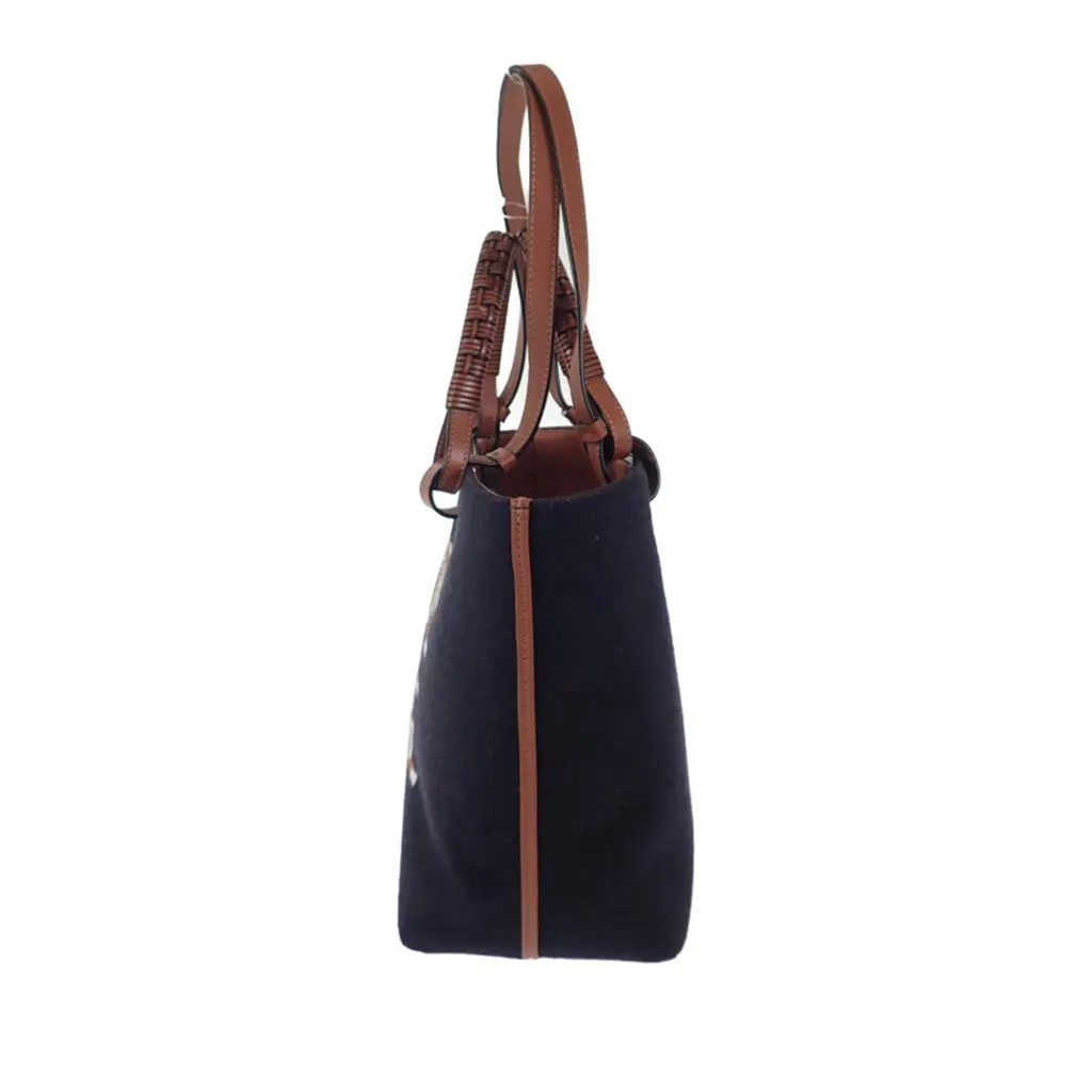 Loewe Small Love Anagram Wool Tote Blue Wool Good - Model View