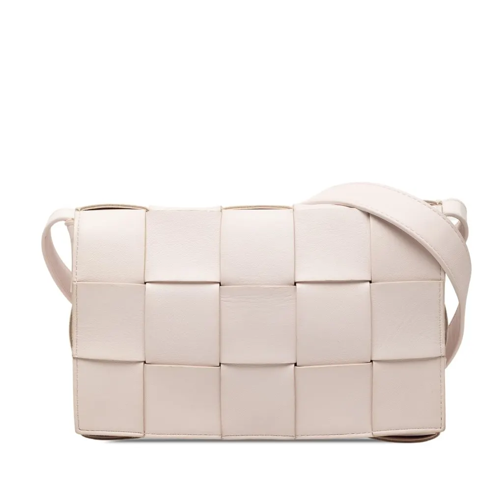 Bottega Veneta Nappa Intrecciato Cassette Crossbody Pink Leather Very good - Front View
