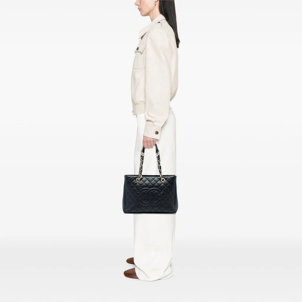 Chanel Caviar Grand Shopping Tote Black Leather Very good - Box View