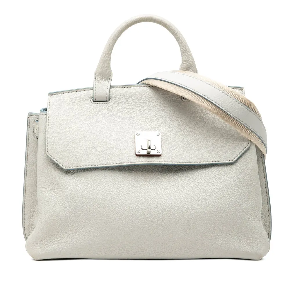 MCM Medium Grained Calfskin Milla Convertible Backpack White Leather Very good - Front View