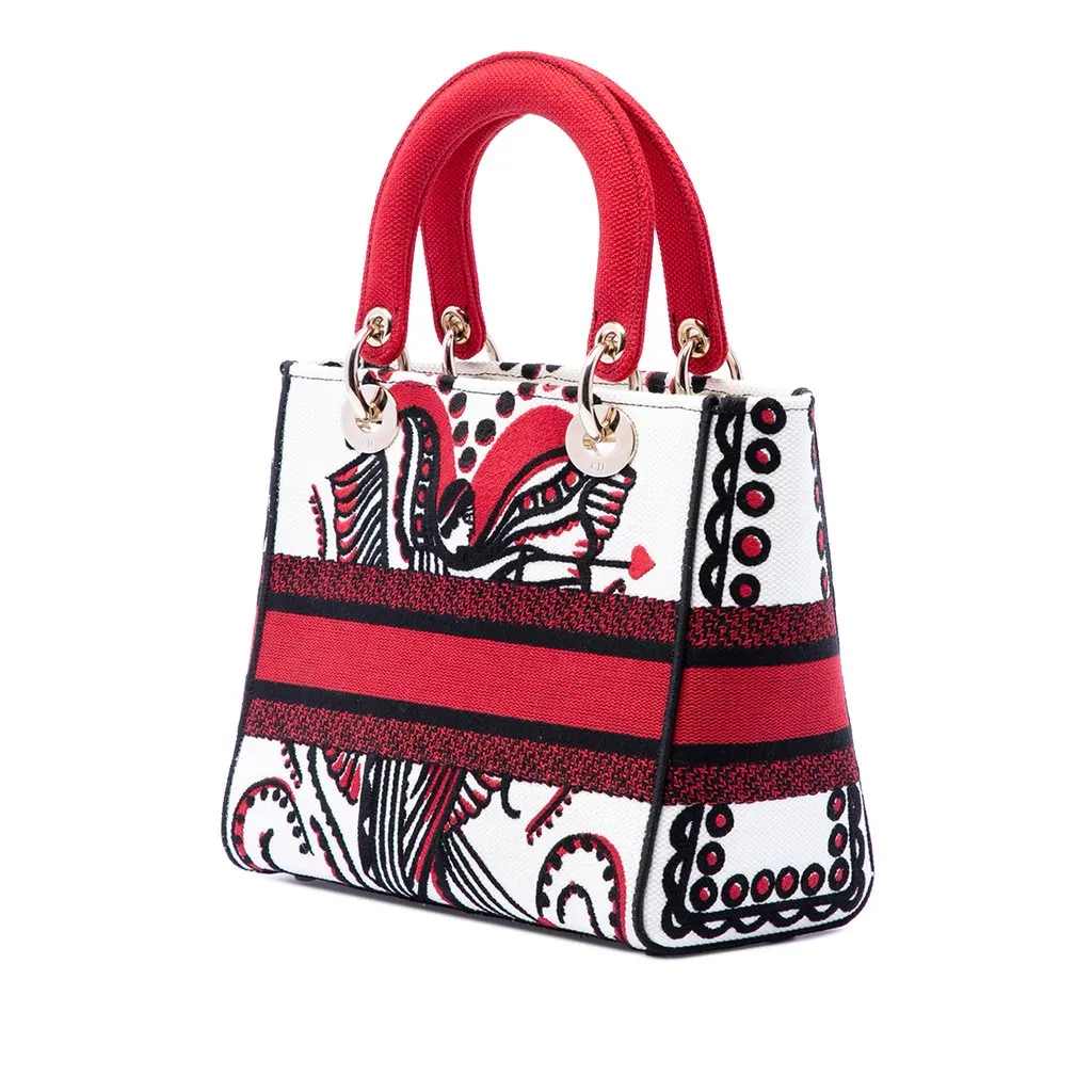 Dior Medium Embroidered Canvas Cupidon Lady D Lite White Very good - Back View