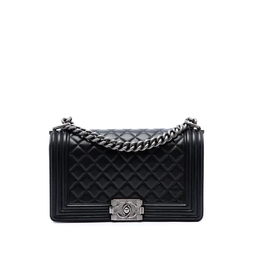 Chanel Old Medium Quilted Lambskin Boy Flap
