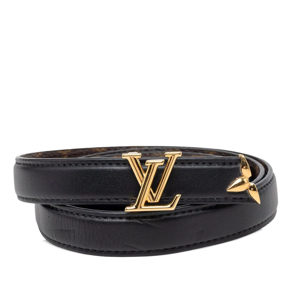 Louis Vuitton Leather and Monogram Pretty LV Reversible Belt Black Leather Very good - Front View