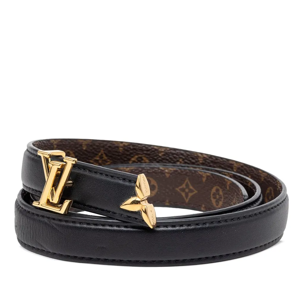 Louis Vuitton Leather and Monogram Pretty LV Reversible Belt Black Leather Very good - Back View