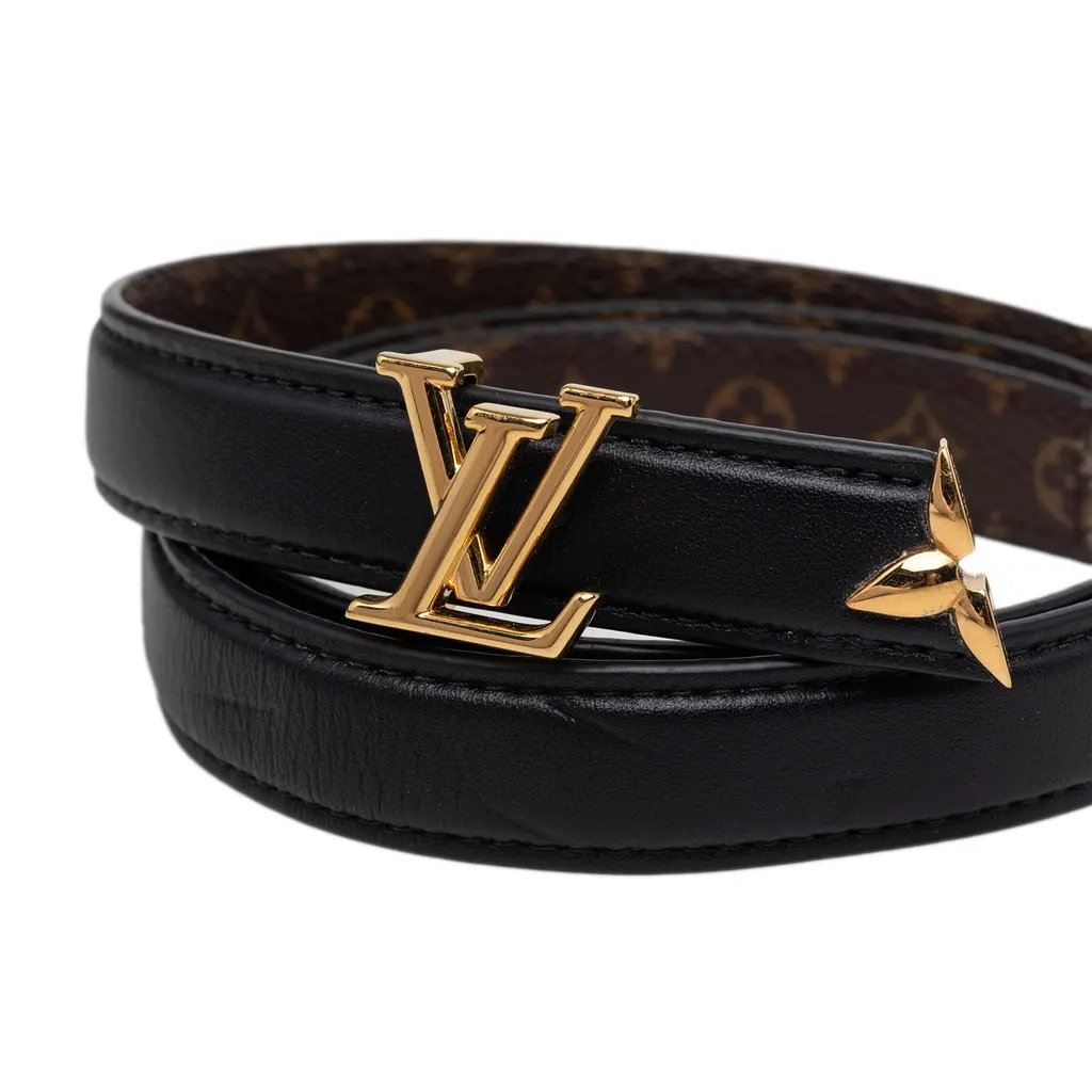 Louis Vuitton Leather and Monogram Pretty LV Reversible Belt Black Leather Very good - Model View