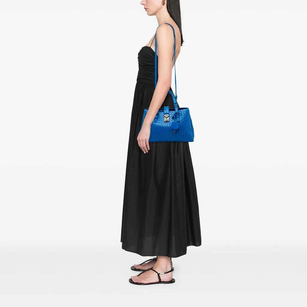Bottega Veneta Small Nappa Intrecciato Roma Satchel Blue Leather Very good - Box View