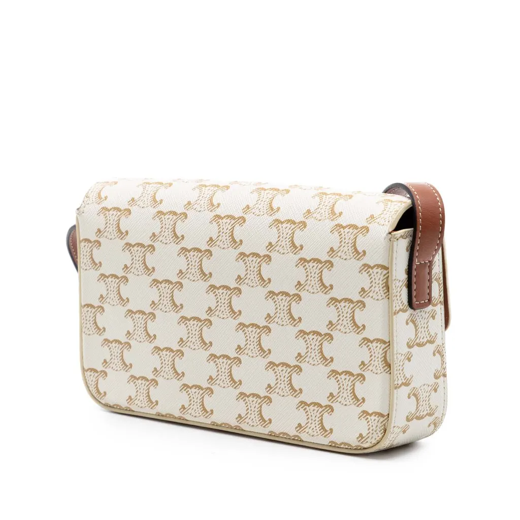 Celine Triomphe Coated Canvas Claude Shoulder Bag White Very good - Back View