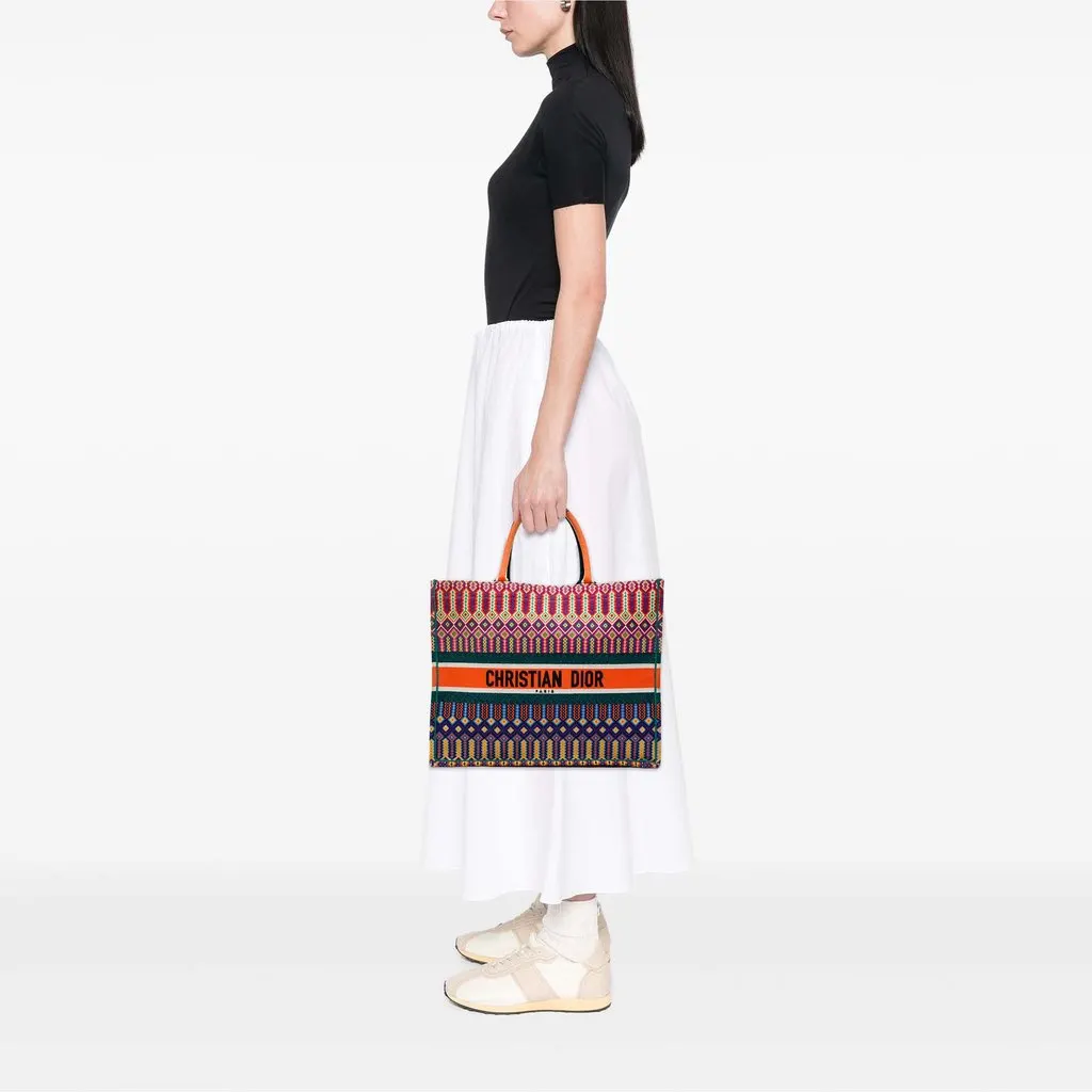 Dior Large Embroidered Canvas Book Tote MultiColor Canvas Good - Box View
