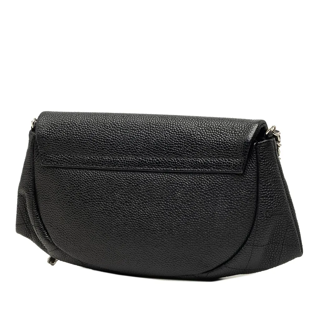 Chanel CC Caviar Half Moon Wallet on Chain Black Leather Very good - Back View