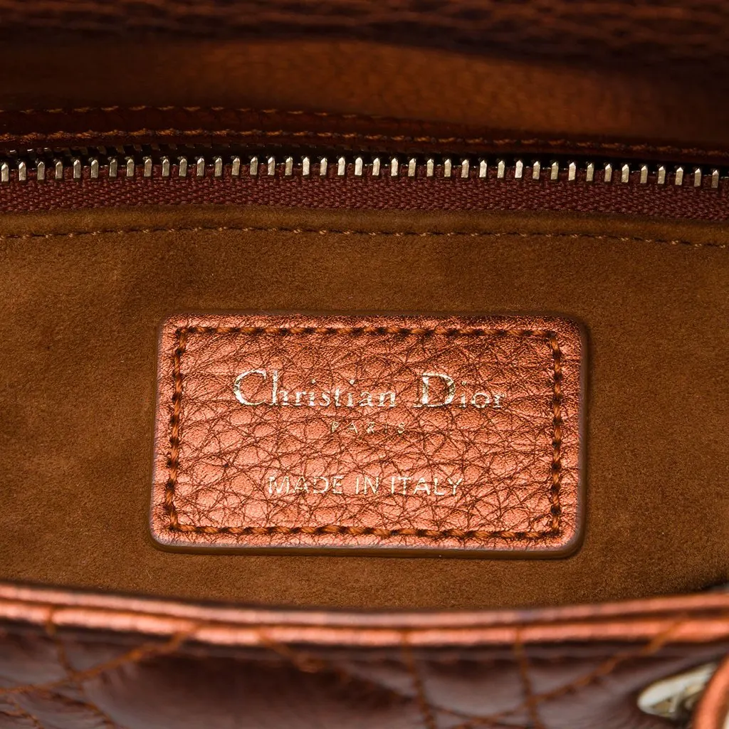 Dior Mini Metallic Calfskin Cannage Lady Dior Brown Leather Very good - Box View