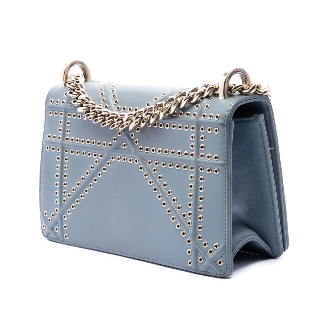 Dior Small Studded Calfskin Diorama Crossbody Blue Leather Very good - Back View