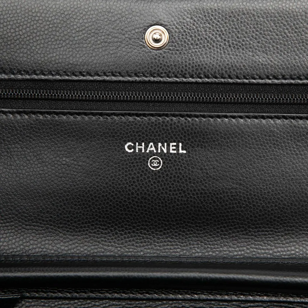 Chanel CC Chevron Caviar Wallet On Chain Black Leather Good - Box View