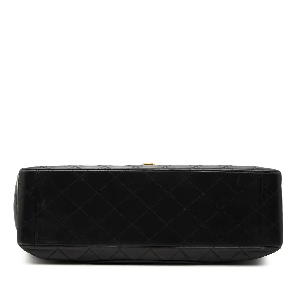 Chanel Maxi XL Classic Lambskin Single Flap Black Leather Good - Inside View