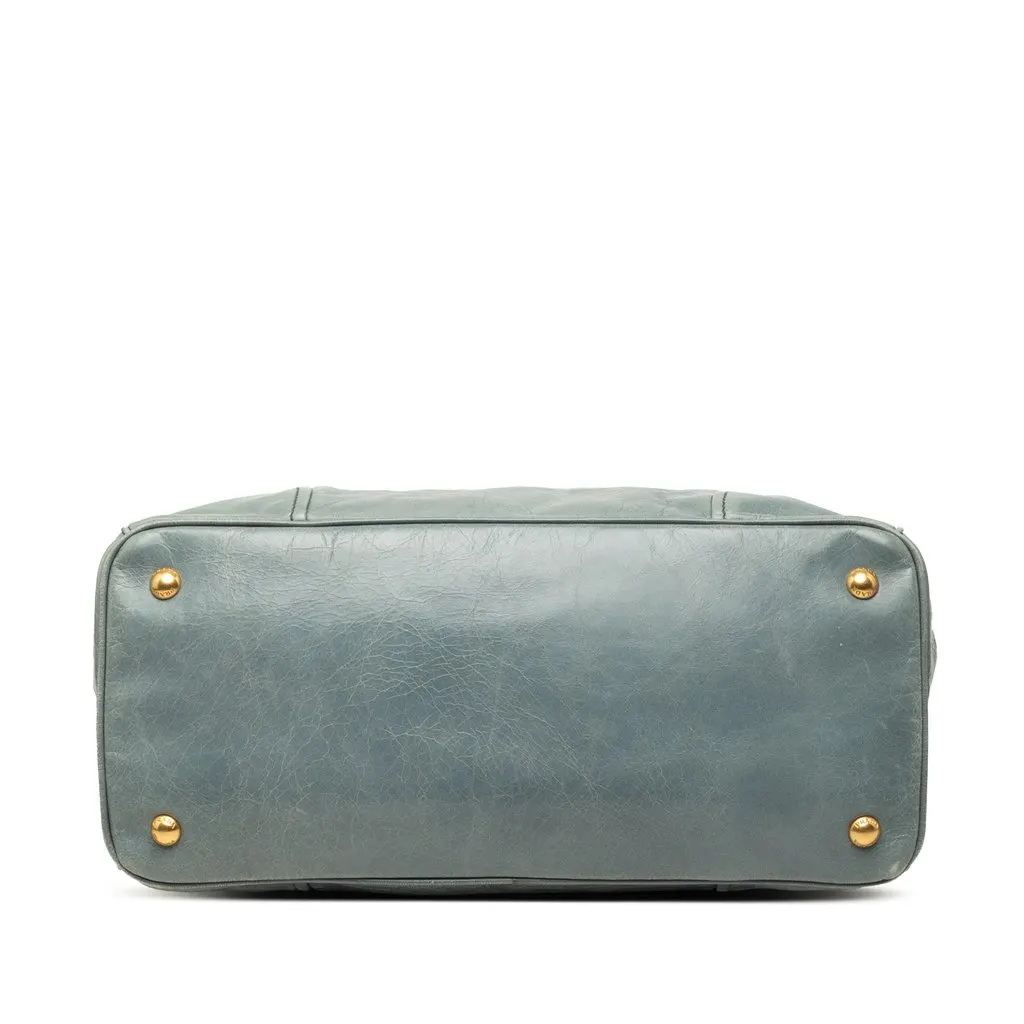 Prada Vitello Shine Satchel Blue Leather Very good - Inside View