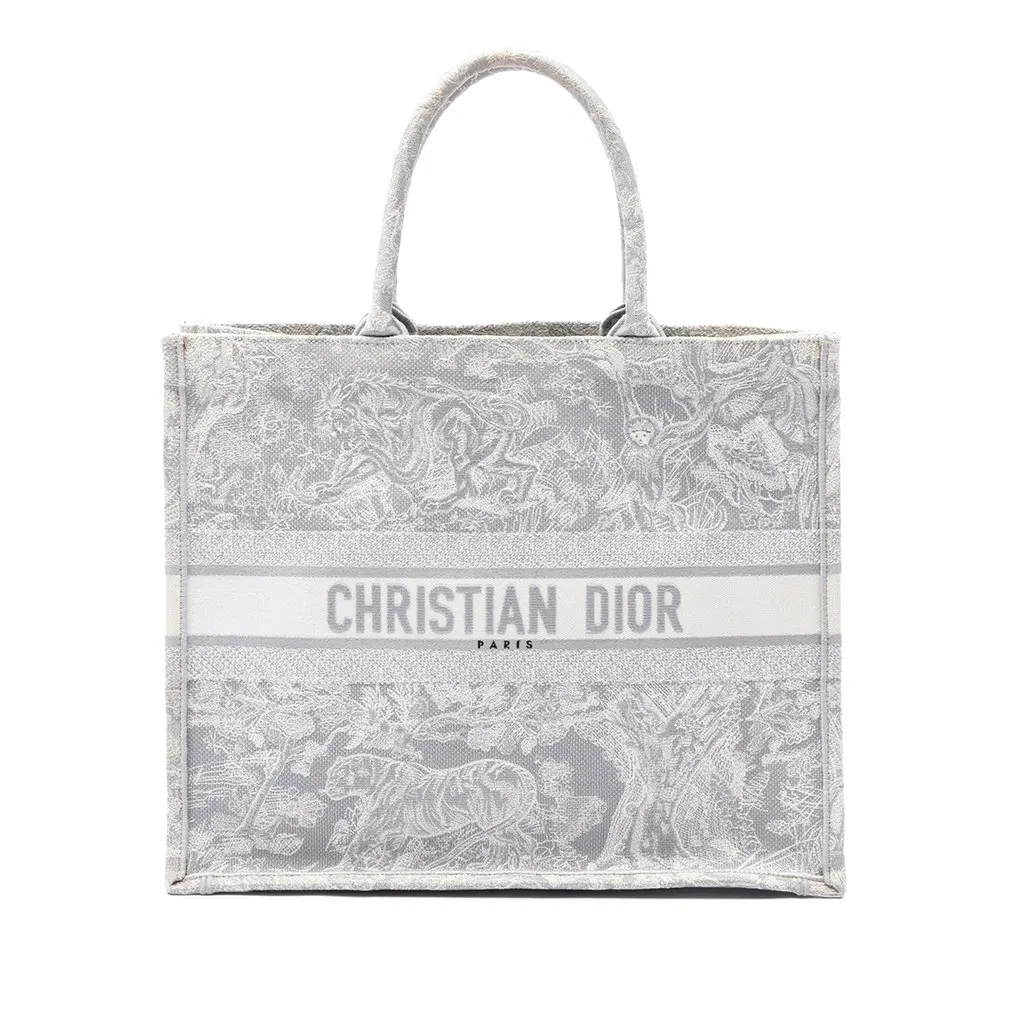 Dior Large Canvas Embroidered Dioriviera Toile De Jouy Book Tote Grey Canvas Very good - Front View