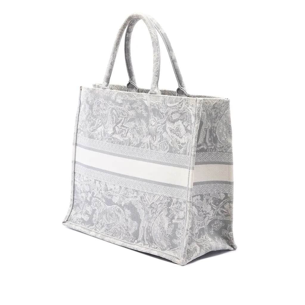 Dior Large Canvas Embroidered Dioriviera Toile De Jouy Book Tote Grey Canvas Very good - Back View