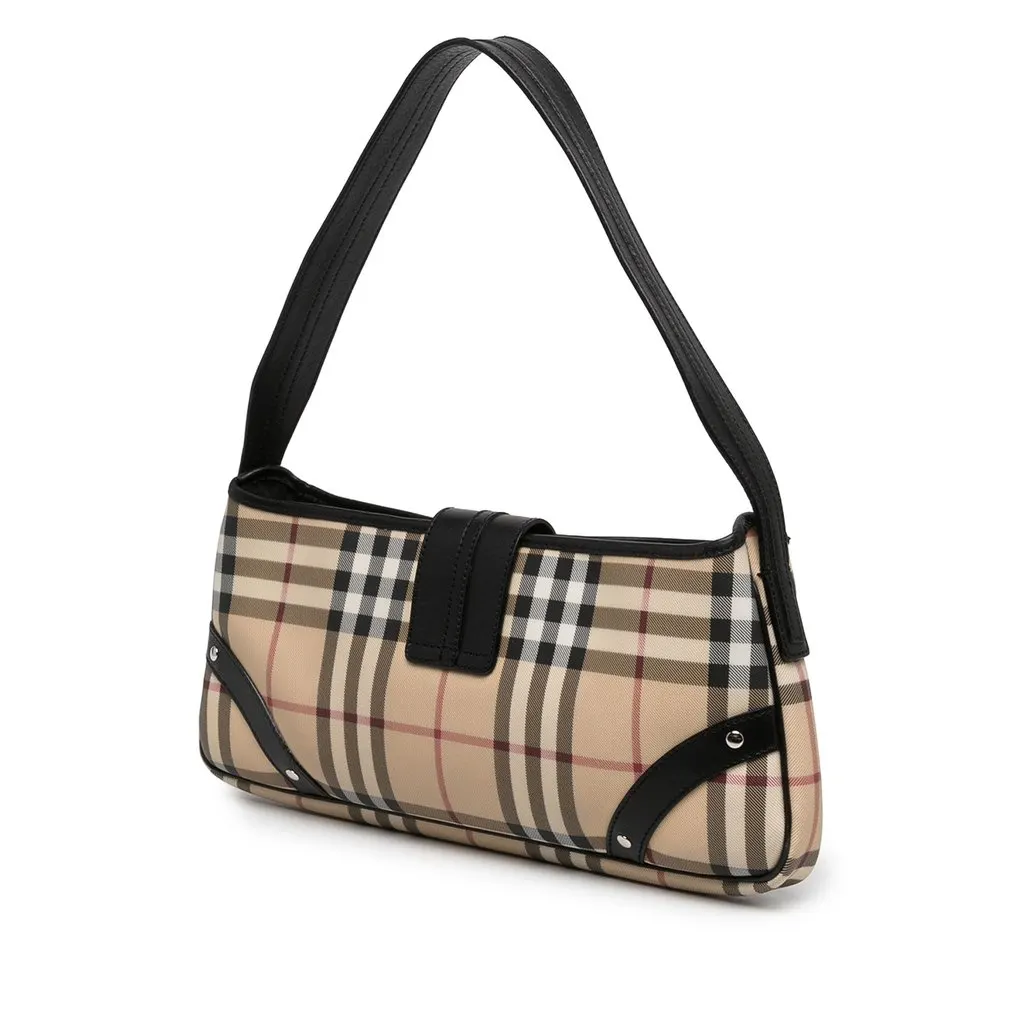 Burberry House Check Coated Canvas Buckle Shoulder Bag Beige Canvas Very good - Back View