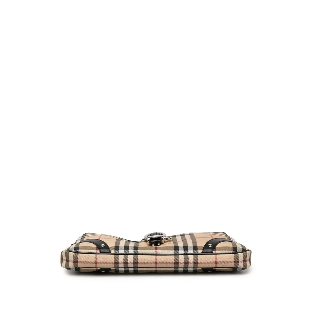 Burberry House Check Coated Canvas Buckle Shoulder Bag Beige Canvas Very good - Inside View