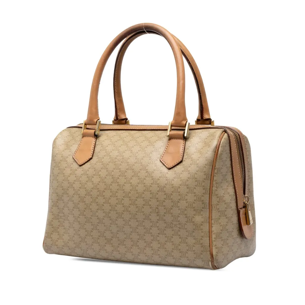 Celine Macadam Coated Canvas Boston Bag Beige Canvas Good - Back View