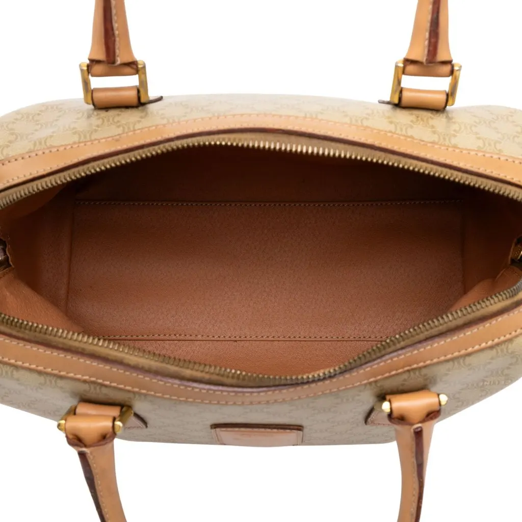 Celine Macadam Coated Canvas Boston Bag Beige Canvas Good - Model View