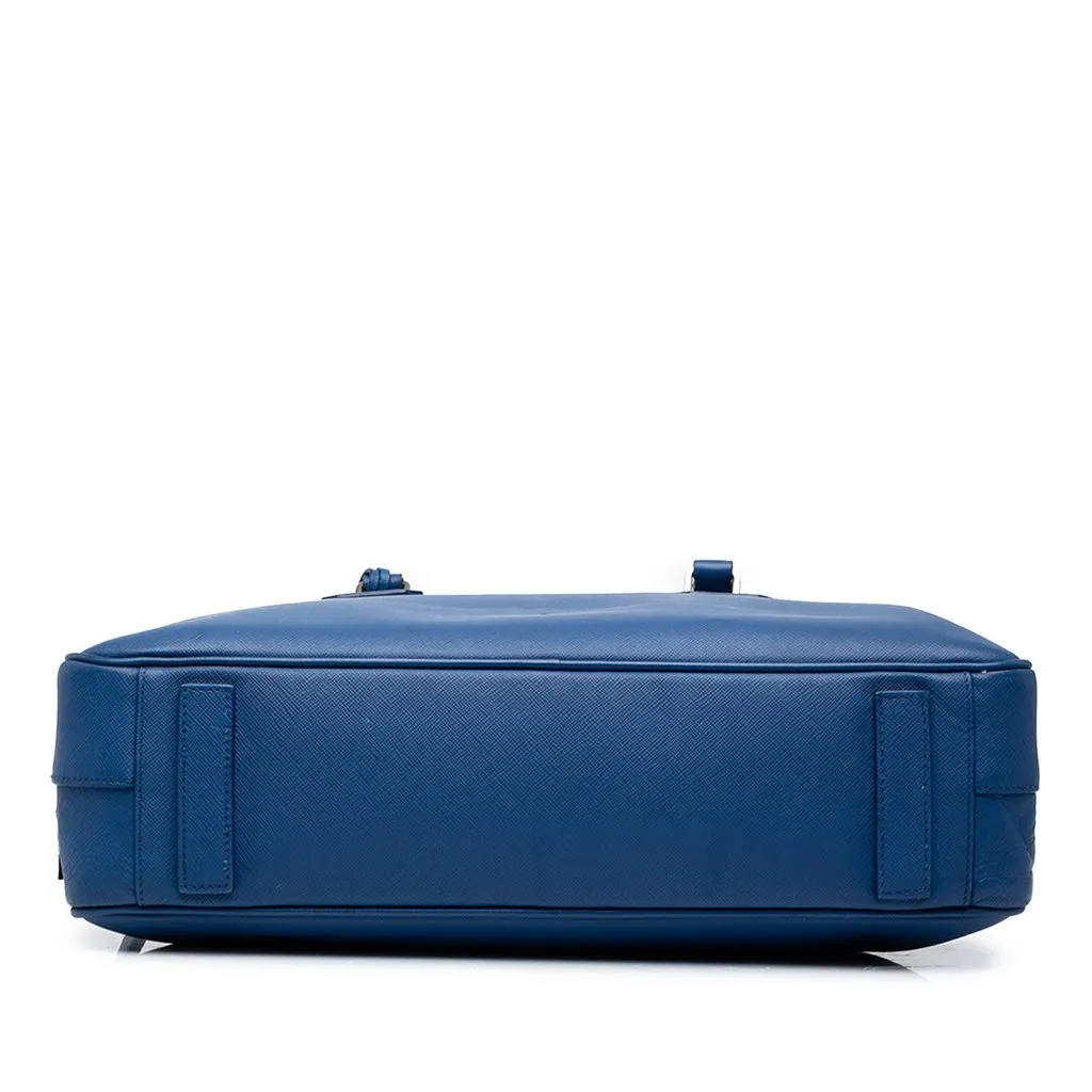 Prada Saffiano Business Bag Blue Leather Good - Inside View