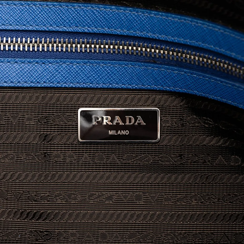 Prada Saffiano Business Bag Blue Leather Good - Box View