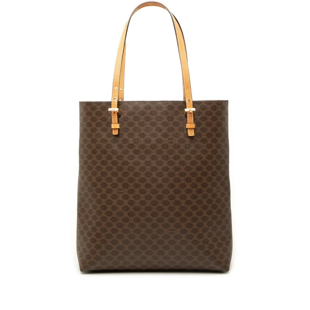 Celine Macadam Coated Canvas Tote Brown Very good - Front View